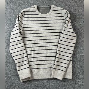 Reversible Sweater Men's Sz Large Solid Gray‎ And Striped Pullover Crewneck